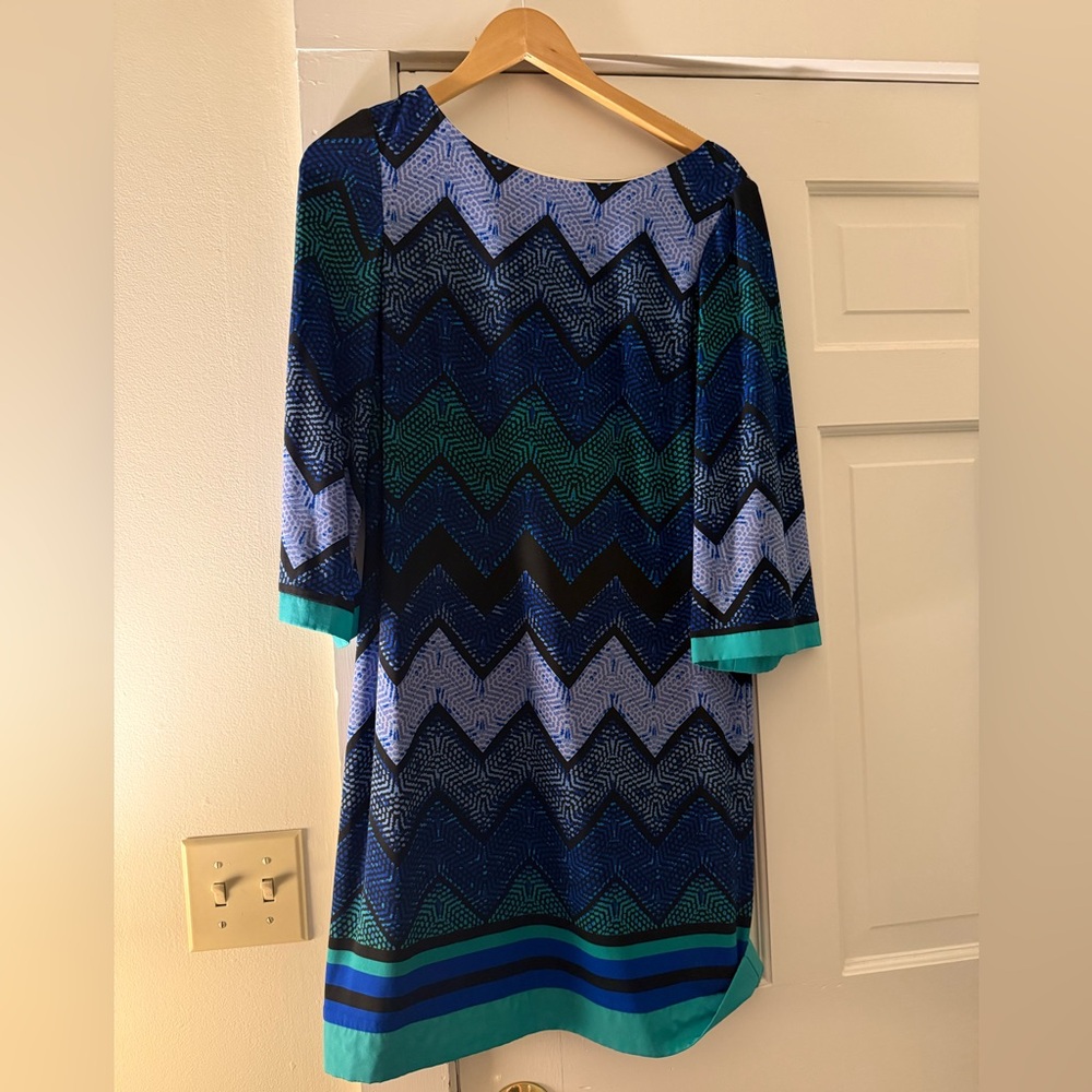 Blue and Green Chevron Dress